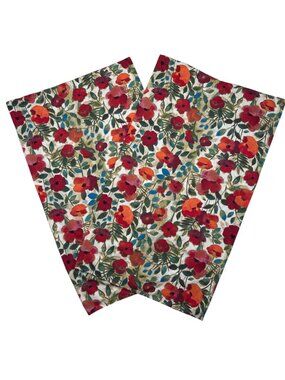 Handmade Pillowcase Set of 2 Poppy Vibrant Floral Multicolor 20x33 Modern Art